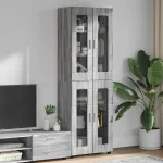 Bufet cu raft FLORIN Gri Sonoma 60 x 35 x 182 cm Lemn compozit GartenMobel Dekor