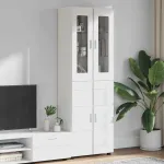 Bufet cu raft cu ușă FLORIN Alb 60 x 35 x 182 cm Lemn compozit GartenMobel Dekor