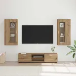 Set comodă TV FLORIN 3 pcs Stejar Artizanal Lemn compozit GartenMobel Dekor