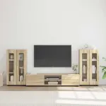 Set comodă TV cu raft FLORIN 3 pcs Stejar Sonoma Lemn compozit GartenMobel Dekor