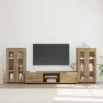 Set comodă TV FLORIN 3 pcs Stejar Artizanal Lemn compozit GartenMobel Dekor