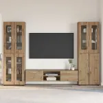 Set comodă TV FLORIN 3 pcs Stejar Artizanal Lemn compozit GartenMobel Dekor