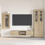 Set comodă TV cu raft FLORIN 3 pcs Stejar Sonoma Lemn compozit GartenMobel Dekor