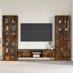 Set comodă TV cu raft FLORIN 3 pcs Stejar fumuriu Lemn compozit GartenMobel Dekor