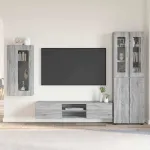 Set comodă TV cu sertar FLORIN 3 pcs Gri Sonoma Lemn compozit GartenMobel Dekor