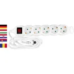Prelungitor Strend Pro cu 5 prize Schuko, 1,5 m, intrerupator