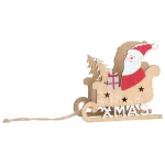 Decoratiune de Craciun din lemn cu Mos Craciun in sanie, 19x15 cm