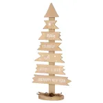 Decoratiune de Craciun din lemn tip brad cu tablite, 2 buc, 40x17 cm