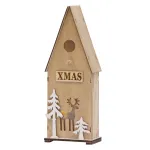 Decoratiune de Craciun tip casuta din lemn cu 3 LED, 12x7x32 cm