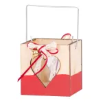 Felinar decorativ de Craciun din lemn cu pahar, set 5 buc, 8x8 cm