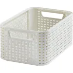 Cos de organizare Curver Style S, crem, aspect ratan, 28x19x12 cm