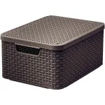 Coș de depozitare cu capac Curver Style M, maro închis, 38x29x17 cm