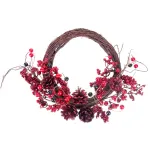 Coronita decorativa de Craciun MagicHome din nuiele si cetina, 37x32x11 cm