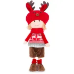Decorațiune de Crăciun MagicHome, băiețel cu căciulă roșu-gri, 42 cm