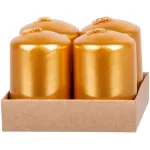 Set 4 lumânări advent aurii MagicHome, cilindrice, 4x6 cm