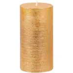 Lumanare decorativa cilindrica aurie MagicHome, 13 cm, efect metalic