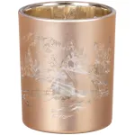 Suport pentru lumânare MagicHome de Crăciun, auriu, cu peisaj, 6x7 cm
