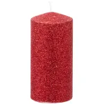 Lumanare decorativa cilindrica rosie cu sclipici 5,5x12 cm, 4 buc