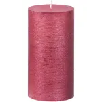 Lumânare decorativă cilindrică roșie cu efect metalizat, 6,9x13 cm