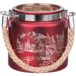 Suport pentru lumânare MagicHome roșu din sticlă, cu peisaj, 10x10 cm