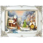 Tablou decorativ de Craciun MagicHome cu LED 3D si brad rotativ