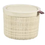 Coș rotund cu capac Curver Jute 2L, bej, 17 x 13 cm
