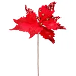 Floare decorativă de Crăciun Poinsettia roșie cu tulpină, 46 cm