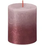 Lumânare decorativă Bolsius Rustic cilindrică, ombre roz-roșu, 80x68 mm