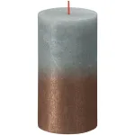 Lumânare decorativă rustică Bolsius cilindrică verde-cupru 130x68 mm