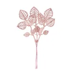 Crenguță decorativă de Crăciun cu frunze roz auriu, 22 cm, set 6 bucăți