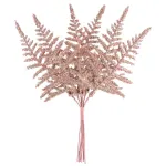 Crenguță decorativă de Crăciun MagicHome tip ferigă, rose gold, 19 cm, set 6 buc
