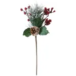 Crenguță decorativă de Crăciun cu măceșe roșii, 38 cm, MagicHome