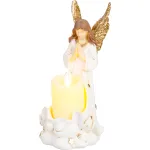 Decor înger cu lumânare LED pentru mormânt, MagicHome, 10,5x14x20 cm