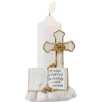 Cruce decorativă funerară cu lumânare LED MagicHome, 11,5x11,5x18 cm