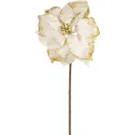 Floare decorativă de Crăciun Poinsettia albă cu tulpină, 38 cm