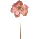 Floare decorativă de Crăciun Poinsettia roz cu tijă, 38 cm