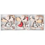 Set 9 ornamente de Craciun ingerasi din lemn, suspendabile, 5,5x7,5 cm