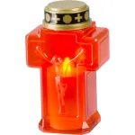 Candela LED funerara MagicHome in forma de cruce, rosie, 15,3 cm