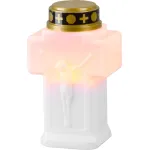Candela funerara LED MagicHome, forma cruce, alba, 15x9 cm, cu baterii