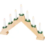 Sfeșnic decorativ LED de Crăciun MagicHome, 7 lumini, aspect lemn