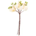 Crenguță decorativă de Crăciun cu măceșe albe, 13 cm, set 6 bucăți