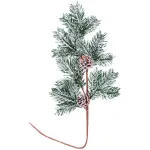 Crenguță decorativă de Crăciun cu conuri și efect de zăpadă, 63 cm