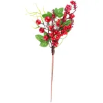 Crenguță decorativă de Crăciun MagicHome cu bobițe și frunze roșii, 32 cm