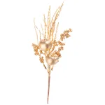 Crenguță decorativă de Crăciun aurie cu mere și bobițe, 30 cm