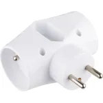 Priza tripla Strend Pro alba, 2x16A + 1x2,5A, adaptor ramificare