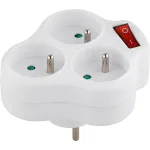 Adaptor priză triplu Strend Pro cu întrerupător, alb, 3x16A
