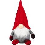 Figurina spiridus de Craciun MagicHome, textila, rosu-gri, 23x16x36 cm