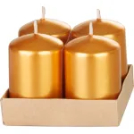 Lumanari advent aurii MagicHome, 4x6 cm, set 4 buc, efect metalic