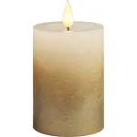 Lumanare LED decorativa MagicHome, crem-aurie, efect metalic, 7x10 cm