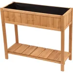 Jardinieră înălțată din lemn cu poliță inferioară, 89x33x76 cm